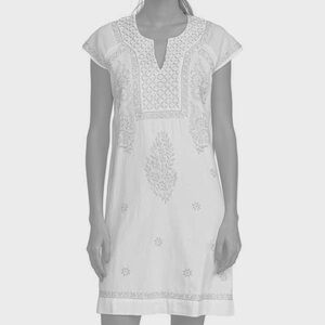 Roller Rabbit Womens XS Faith White/Metallic Silver Shift Dress